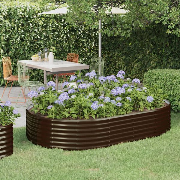 vidaXL Garden Raised Bed Galvanised Steel 214x140x36 cm Brown