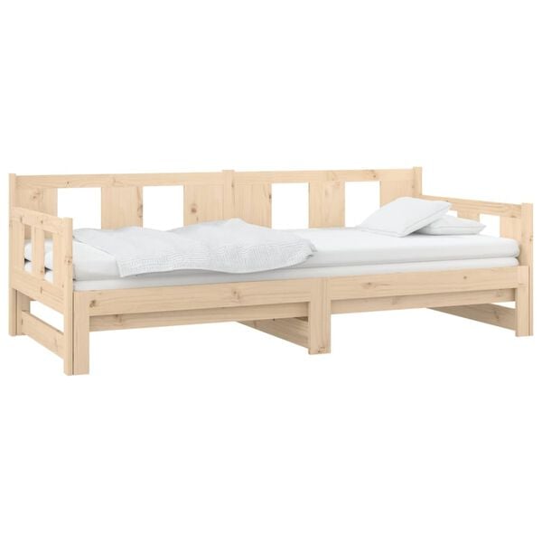 vidaXL Pull-out Day Bed without Mattress Solid Wood Pine 2x(90x200) cm