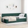 vidaXL Corner Bed Frame Dark Green 90 cm x 200 cm Velvet