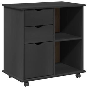 vidaXL Rolling Cabinet 63.5 x 39 x 65.5 cm Solid Pine Wood Grey