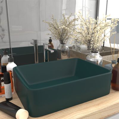 vidaXL Luxury Wash Basin Matt Dark Green 41x30x12 cm Ceramic