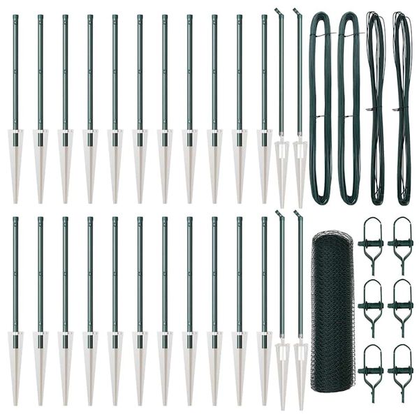 vidaXL Fence Post Green 50 x 1 m (13 mm mesh) Steel and PVC