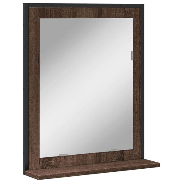 vidaXL Bathroom Mirror with Shelf Brown Oak 50x12x60 cm Engineered Wood