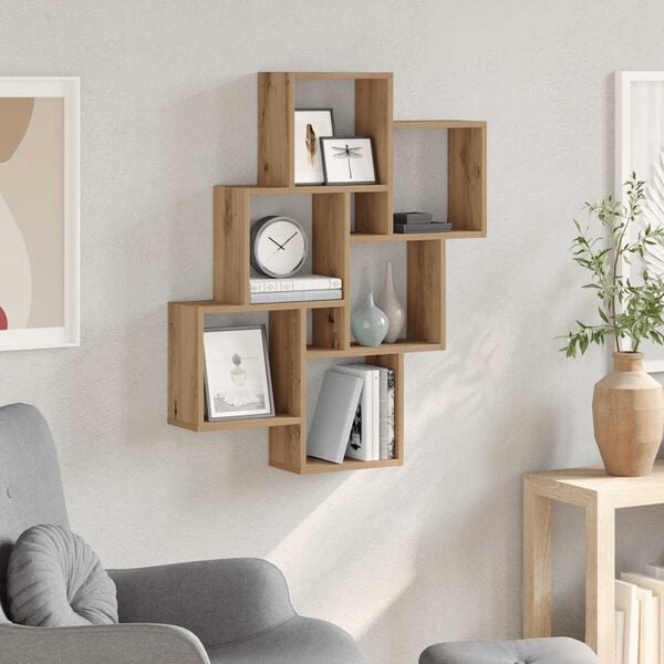 vidaXL Wall Cube Shelf Artisan Oak 78x15x93 cm Engineered Wood