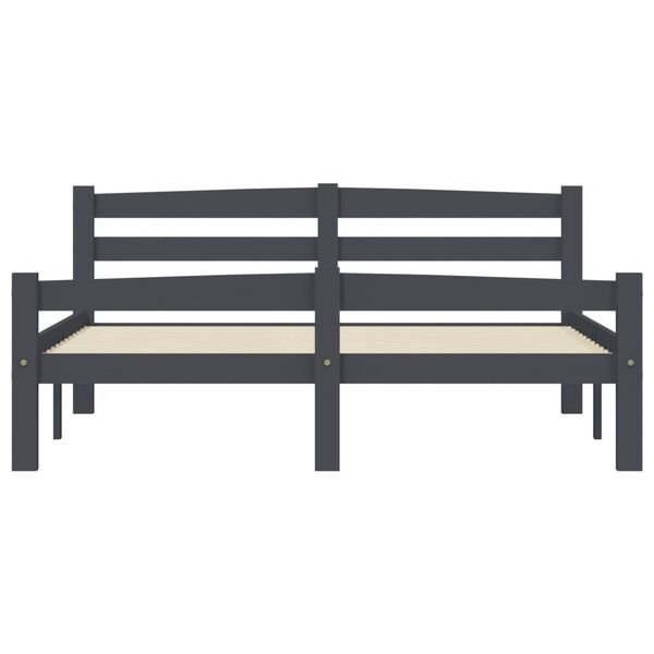 vidaXL Bed Frame without Mattress Dark Grey Solid Pinewood 120x200 cm