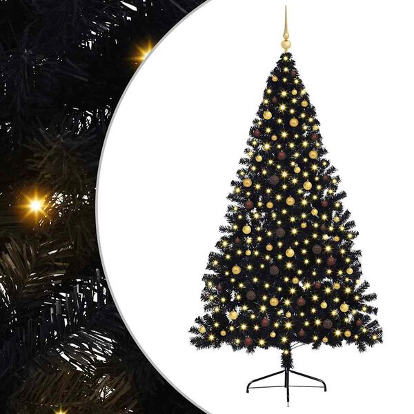 vidaXL Artificial Pre-lit Christmas Tree Black 240 cm PVC