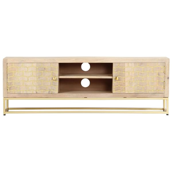 vidaXL TV Cabinet Gold 120x30x40 cm Solid Mango Wood