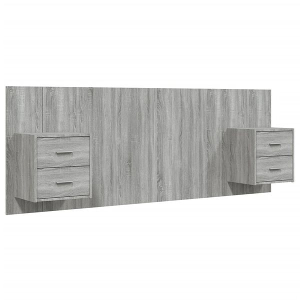 vidaXL Bed Headboard with Cabinets Grey Sonoma Engineered Wood