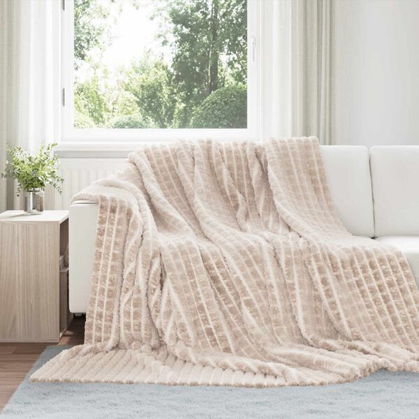 vidaXL Throw Blanket Beige 240 x 220 cm Fleece