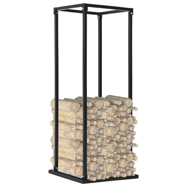 vidaXL Firewood Rack with Base Black 37x37x113 cm Steel