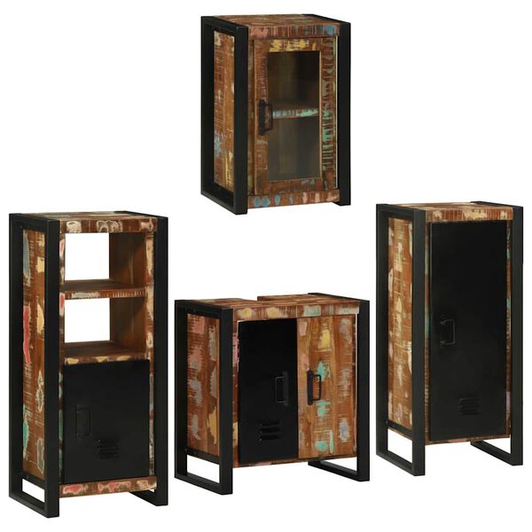 vidaXL Bathroom Furniture Set 4 pcs Multicolour Solid Reclaimed Wood