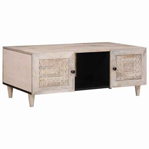 vidaXL Coffee Table with Door Beige 100 x 54 x 40 cm Solid Acacia wood