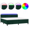 vidaXL Box Spring Bed with Mattress&LED Dark Green 200x200cm Velvet