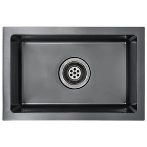vidaXL Handmade Kitchen Sink Black Stainless Steel