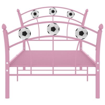 vidaXL Bed Frame with Football Design Pink Metal 90x200 cm