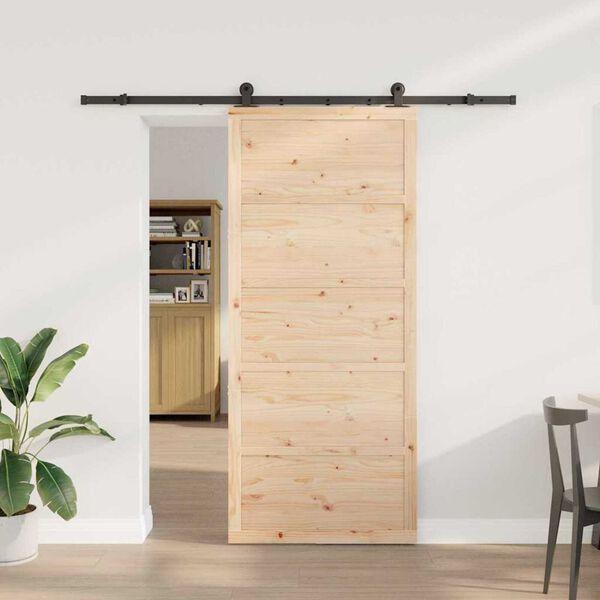 vidaXL Sliding Door Natural 100 x 208 cm Solid Pine Wood