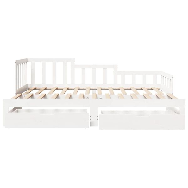 vidaXL Daybed with Trundle and Drawers without Mattress White 90x200 cm