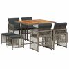 vidaXL 9 Piece Garden Dining Set with Cushions Grey Poly Rattan