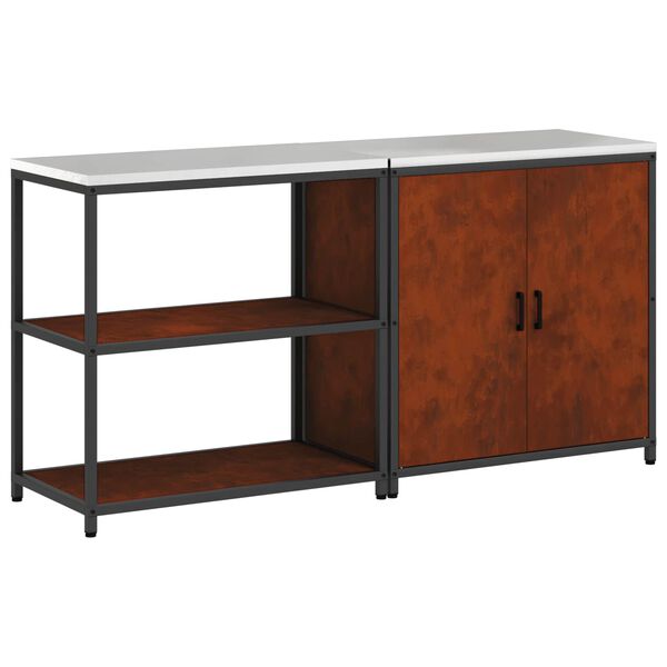 vidaXL Kitchen Storage Set with Shelf 2 pcs Rusty Weathering Steel