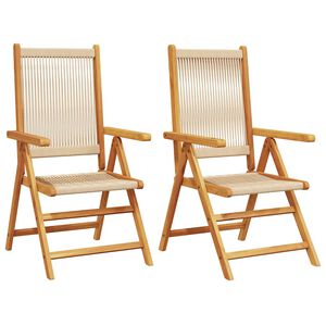 vidaXL Folding Chairs 2 pcs Beige Solid Wood Acacia and Polypropylene
