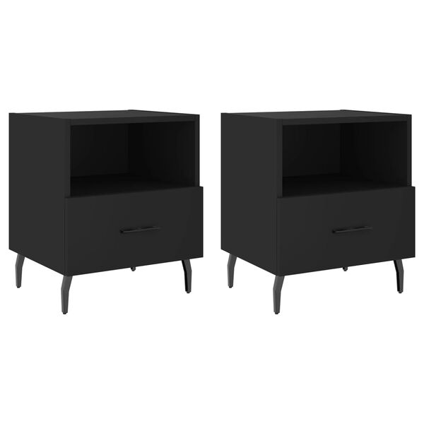 vidaXL Bedside Cabinets 2 pcs Black 40x35x47.5 cm Engineered Wood