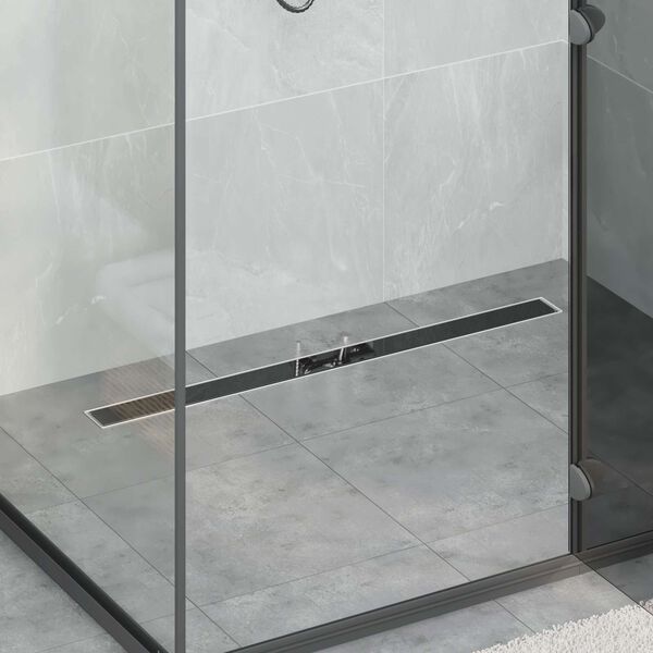 vidaXL Shower Drain with Glass Cover Black 100 cm Stainless Steel 304