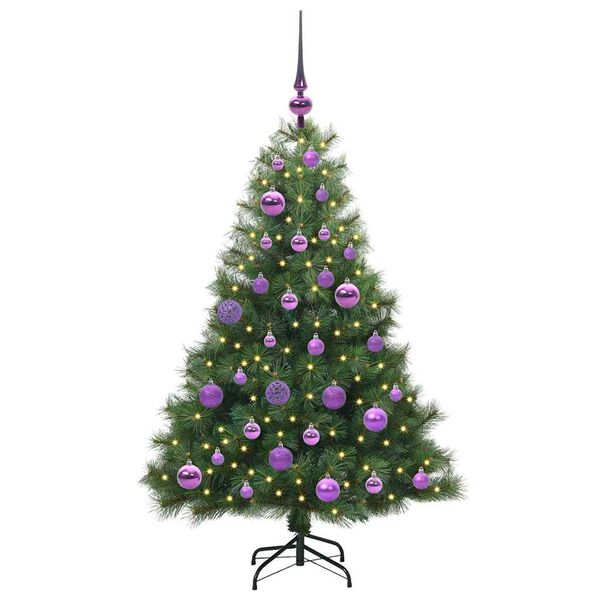 vidaXL Artificial Christmas Tree with 150 LEDs Green 120 cm PE and PVC