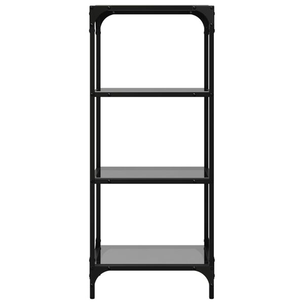 vidaXL Storage Rack with Black Glass Top 40x30x95 cm Steel