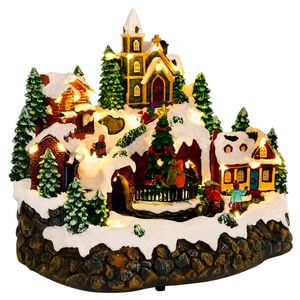 vidaXL Christmas Village Scene with Train SALO 25.5 x 20 x 23 cm Resin