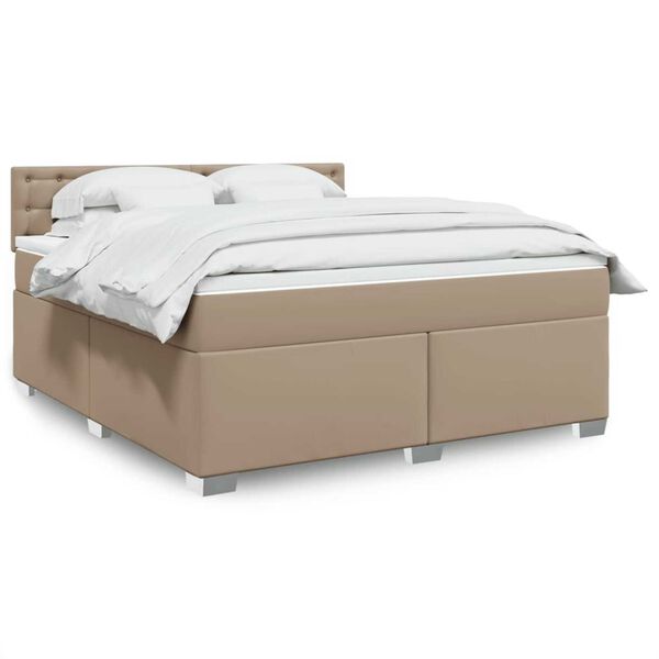 vidaXL Box Spring Bed with Mattress Cappuccino 180x200 cm Faux Leather