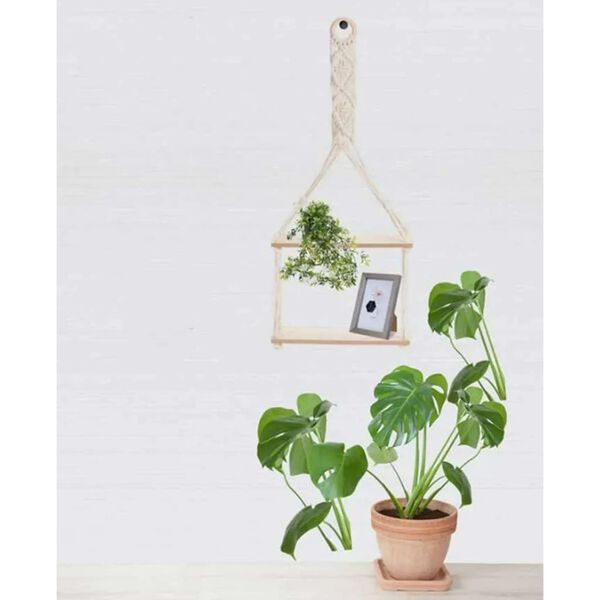 H&S Collection Hanging Shelf with Rope Decoration 30x10x66 cm