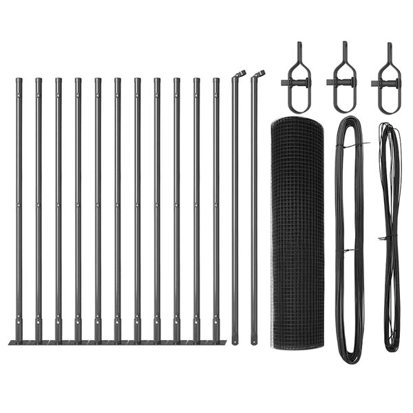 vidaXL Fence Post Grey 25 x 0.6 m (25 x 25 mm mesh) Steel and PVC