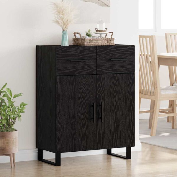 vidaXL Sideboard Black Oak 69.5 x 34 x 90 cm Engineered Wood