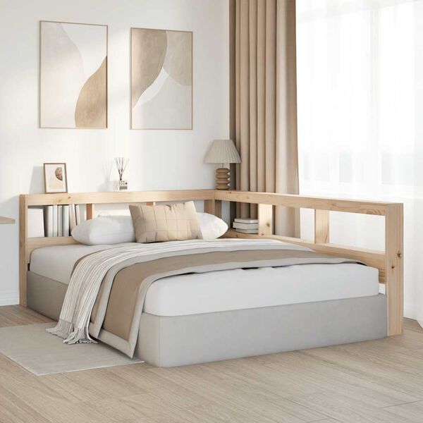 vidaXL Bookcase Headboard L-Shaped 140 cm Solid Wood Pine