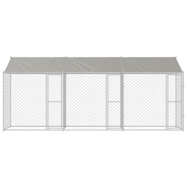 vidaXL Dog Cage 3 pcs Silver 600 x 200 x 258 cm Steel and PE