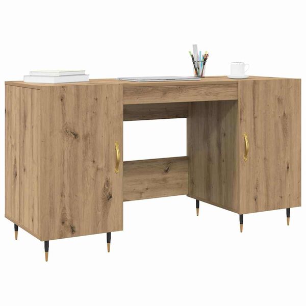 vidaXL Desk with Shelf Artisan oak 140 x 50 x 75 cm Engineered wood