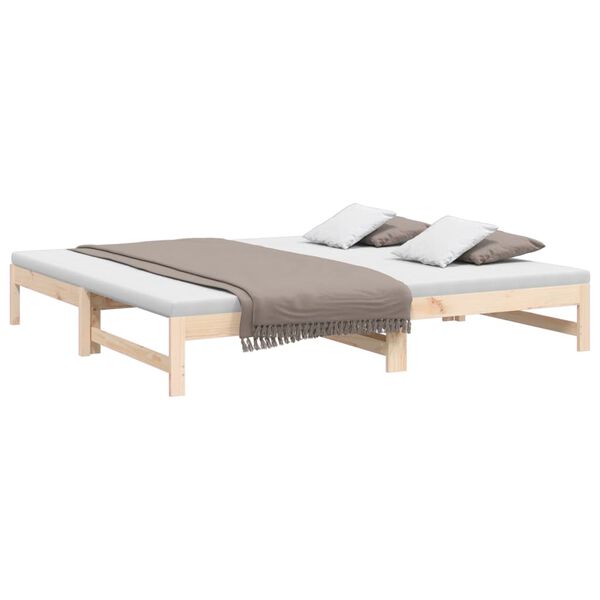 vidaXL Pull-out Day Bed without Mattress 2x(100x200) cm Solid Wood Pine