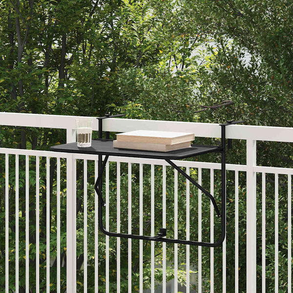 vidaXL Hanging Balcony Table Black 60 x 39 x 65 cm Steel