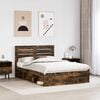 vidaXL Bed Frame Smoked Oak 140 x 190 cm Solid Pine Wood