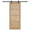 vidaXL Sliding Door Natural and Black 83 x 202 cm Solid Pine Wood