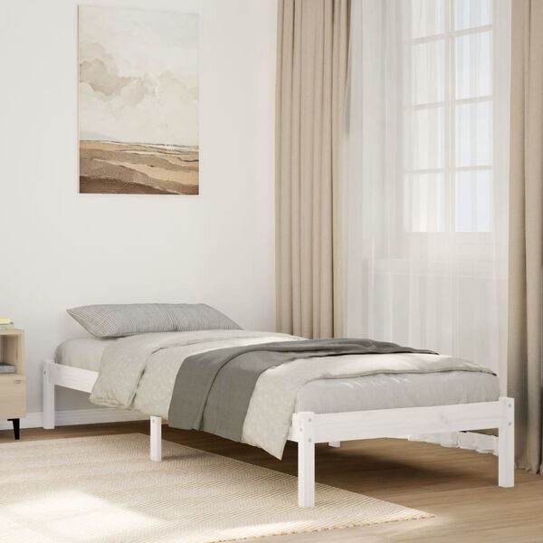 vidaXL Extra Long Bed Frame without Mattress White 90x220 cm Solid Wood Pine