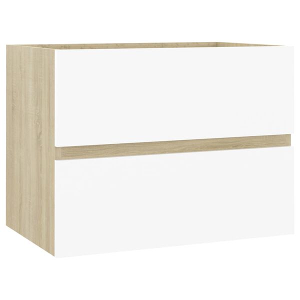 vidaXL Sink Cabinet with Built-in Basin White and Sonoma Oak Engineered Wood