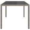 vidaXL Garden Table Grey 190x90x75 cm Tempered Glass and Poly Rattan