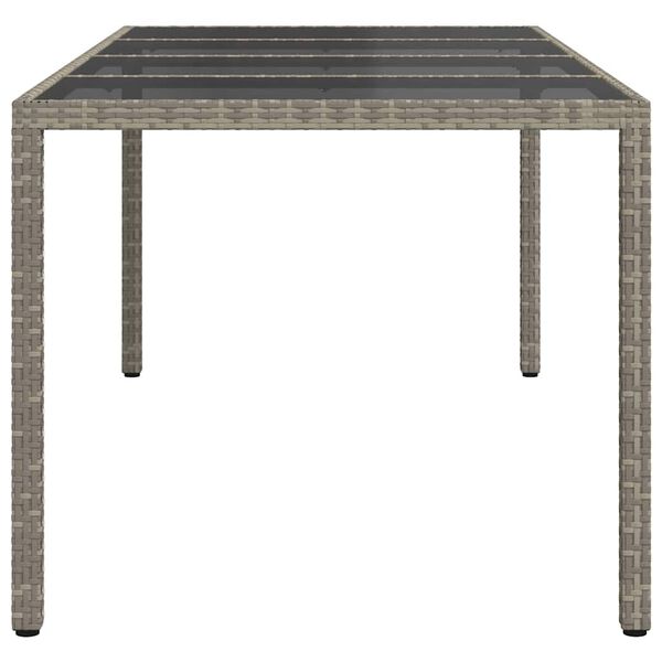vidaXL Garden Table Grey 190x90x75 cm Tempered Glass and Poly Rattan