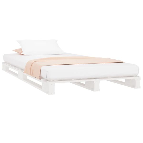 vidaXL Pallet Bed without Mattress White Small Single Solid Wood