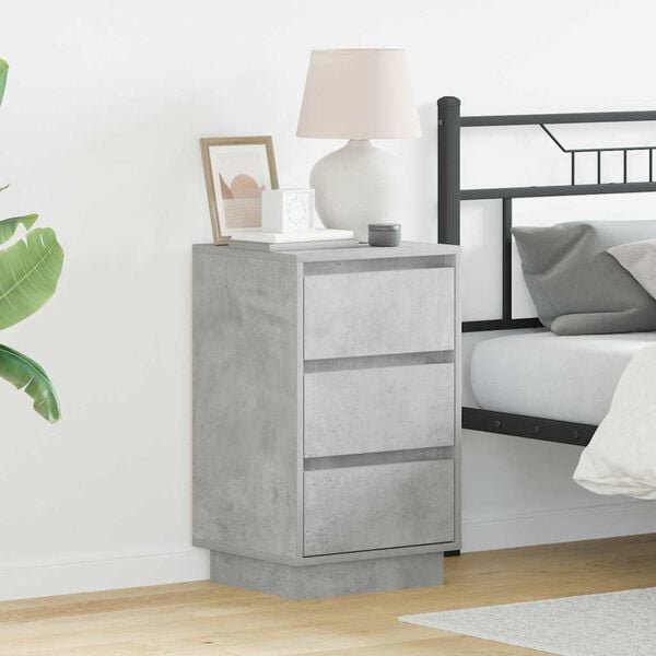 vidaXL Bedside Cabinet Concrete Grey 39 x 34.5 x 65 cm Engineered wood