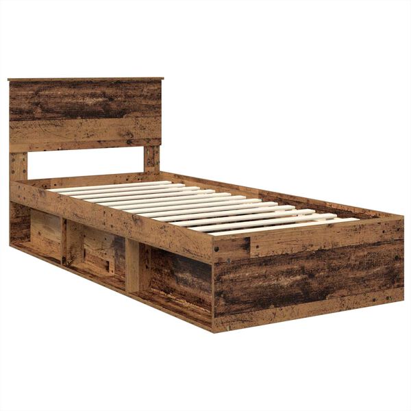 vidaXL Bed Frame with Headboard Old Wood 90 x 200 cm Engineered wood