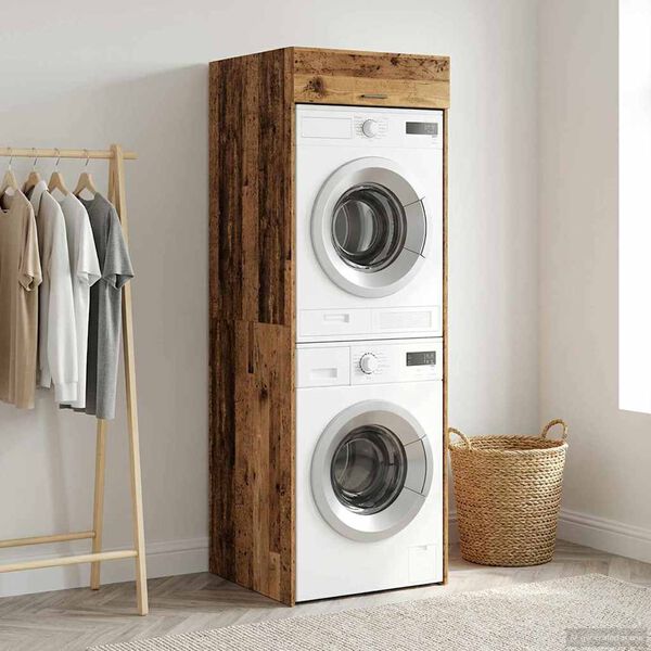 vidaXL Wash Machine Cabinet with Storage Old Wood 67.5 x 68 x 200 cm