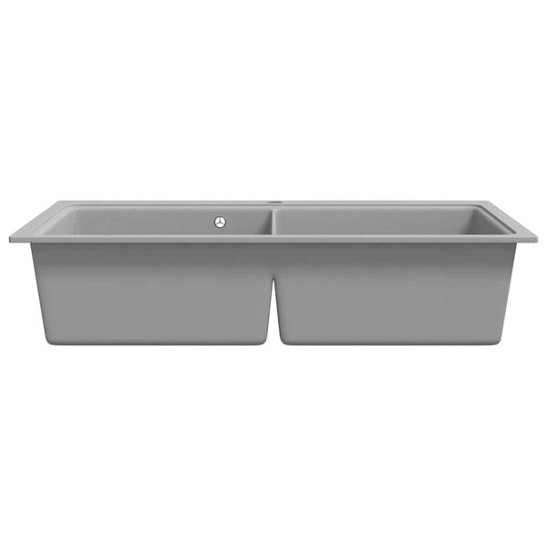 Overmount Kitchen Sink Double Basin Granite Grey
