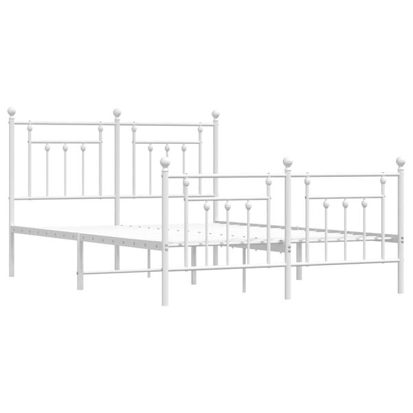 vidaXL Metal Bed Frame without Mattress with Footboard White 150x200cm